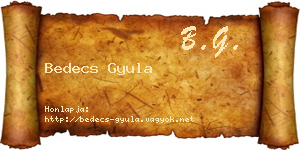 Bedecs Gyula névjegykártya